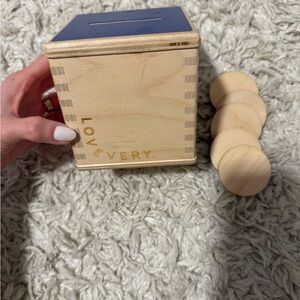 Lovevery Wooden Coin Bank Toy - Blue and Natural